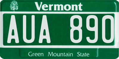 VT license plate AUA890