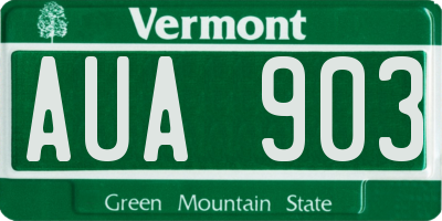 VT license plate AUA903