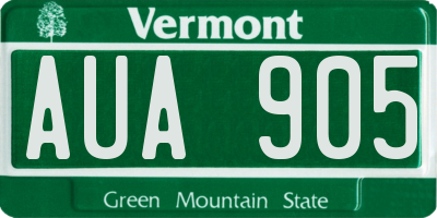 VT license plate AUA905