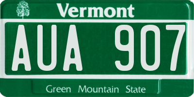 VT license plate AUA907