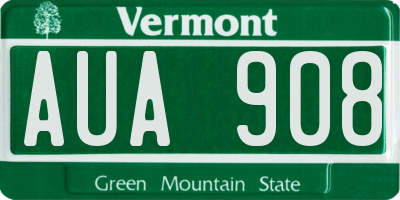 VT license plate AUA908
