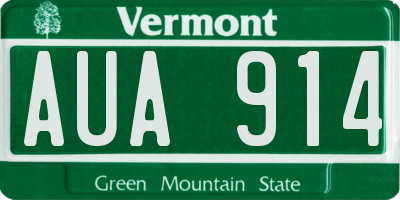 VT license plate AUA914