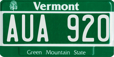 VT license plate AUA920