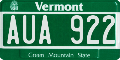 VT license plate AUA922