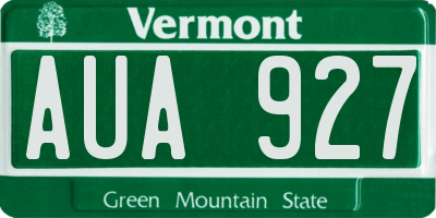 VT license plate AUA927