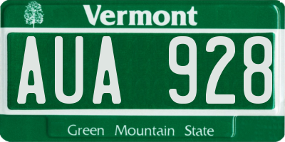 VT license plate AUA928