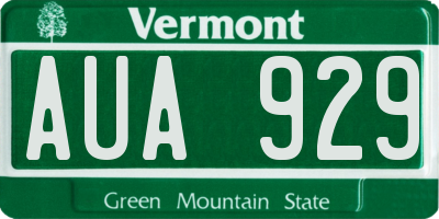 VT license plate AUA929