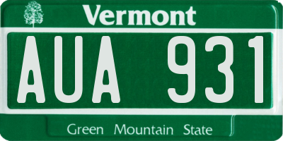 VT license plate AUA931