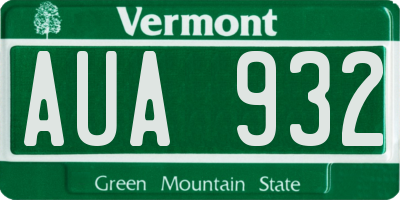 VT license plate AUA932