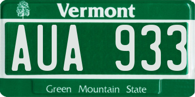 VT license plate AUA933