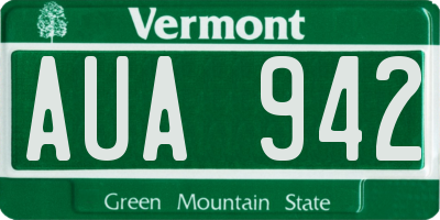 VT license plate AUA942