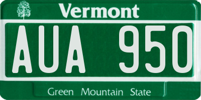 VT license plate AUA950