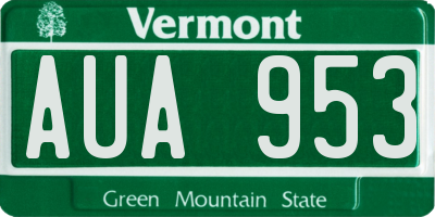 VT license plate AUA953
