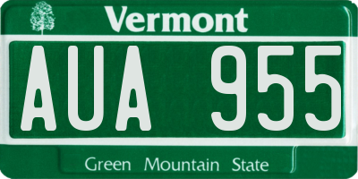 VT license plate AUA955