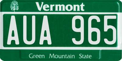 VT license plate AUA965