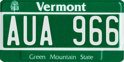 VT license plate AUA966