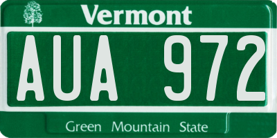 VT license plate AUA972