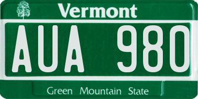 VT license plate AUA980