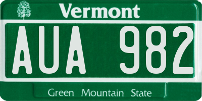 VT license plate AUA982