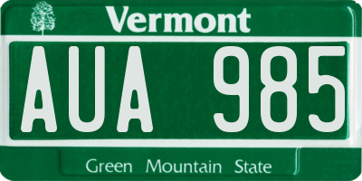 VT license plate AUA985