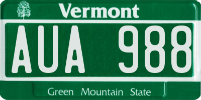 VT license plate AUA988
