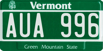 VT license plate AUA996