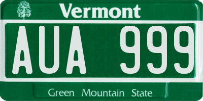 VT license plate AUA999