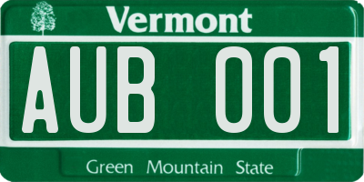 VT license plate AUB001