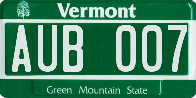 VT license plate AUB007
