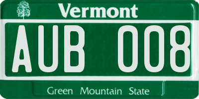 VT license plate AUB008
