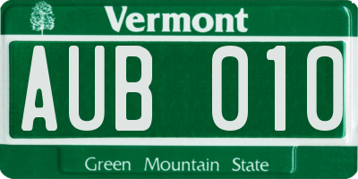 VT license plate AUB010