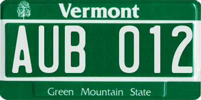 VT license plate AUB012