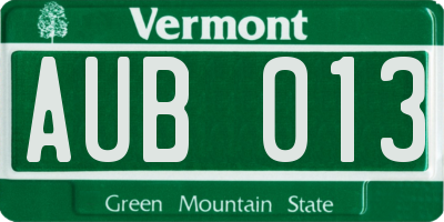 VT license plate AUB013