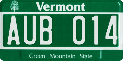 VT license plate AUB014