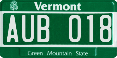 VT license plate AUB018