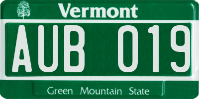 VT license plate AUB019