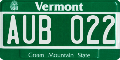 VT license plate AUB022