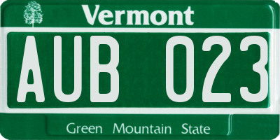 VT license plate AUB023