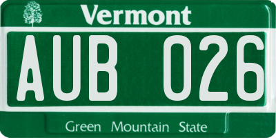 VT license plate AUB026