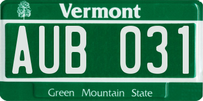 VT license plate AUB031