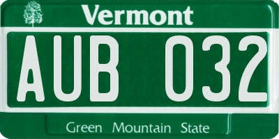 VT license plate AUB032