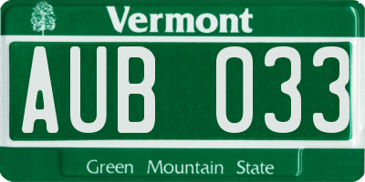 VT license plate AUB033
