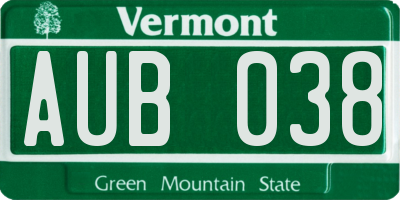 VT license plate AUB038