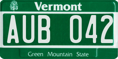 VT license plate AUB042