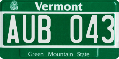 VT license plate AUB043