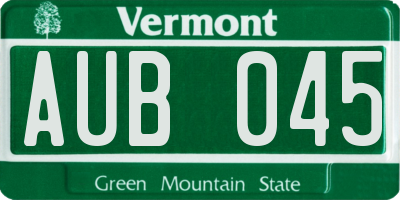 VT license plate AUB045