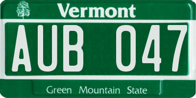 VT license plate AUB047