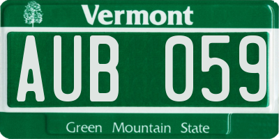 VT license plate AUB059