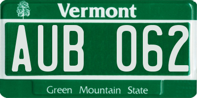 VT license plate AUB062