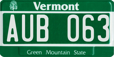 VT license plate AUB063